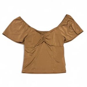 Elegant Tan Off-Shoulder Women's Top